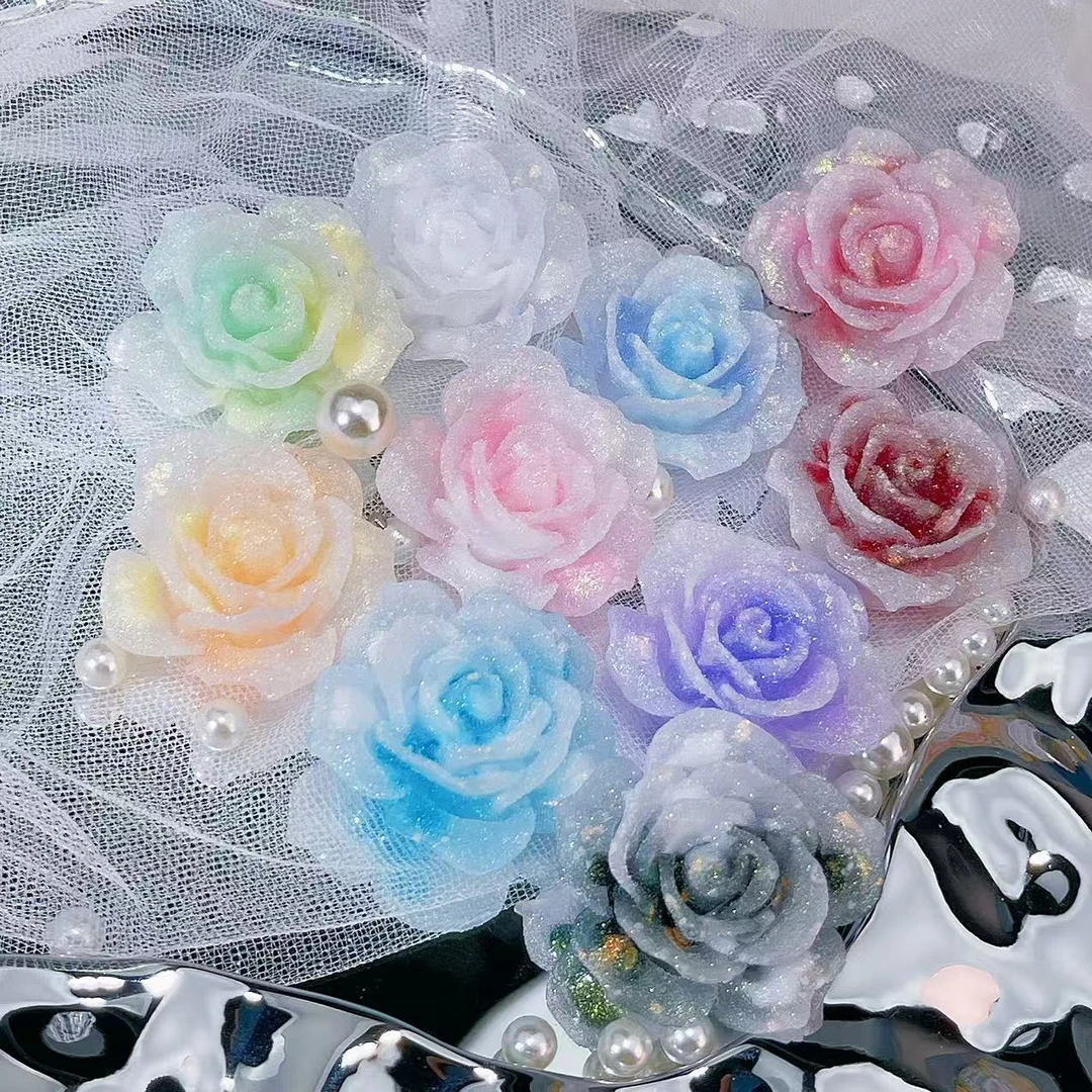 萤火虫夜光「 花嫁」砂糖玫瑰花卡3.6cm手工diy饰品手机壳发饰配件