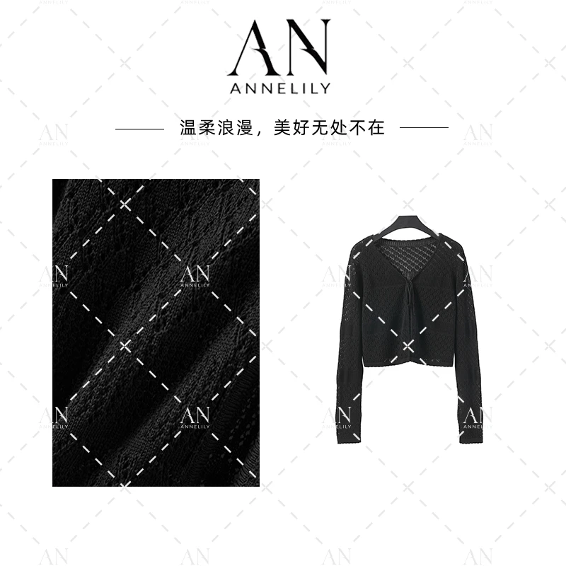 ANNELILY【】新款设计感精致百搭重工针织披肩开衫AC2503058