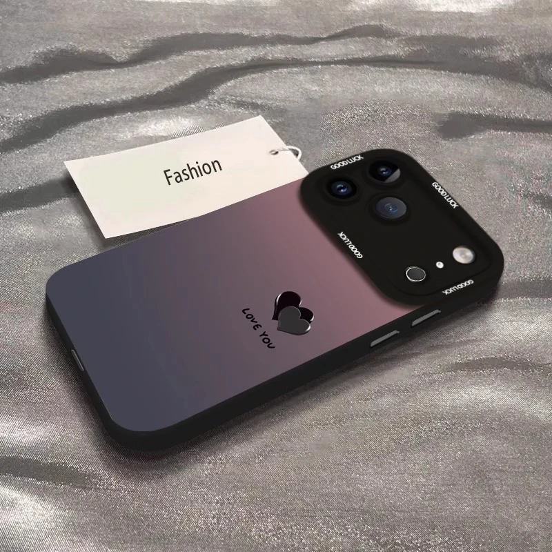 渐变爱心适用苹果17promax手机壳iphone16pro小众苹果15高级防摔