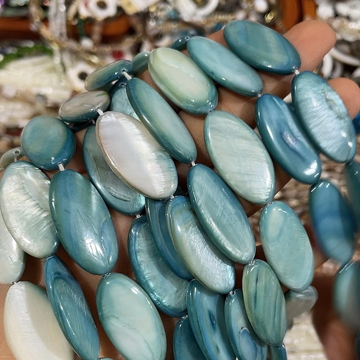 玛瑙/玉髓合金珠宝半成品2条蓝色大蛋形