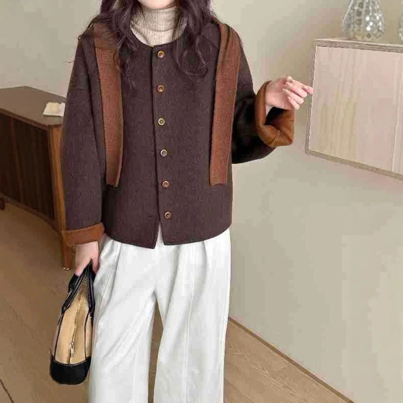 太气质双面羊毛大衣女短款2025新款韩版秋冬时尚宽松显瘦毛呢外套