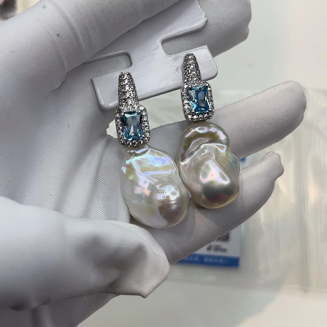 合金淡水珍珠耳饰