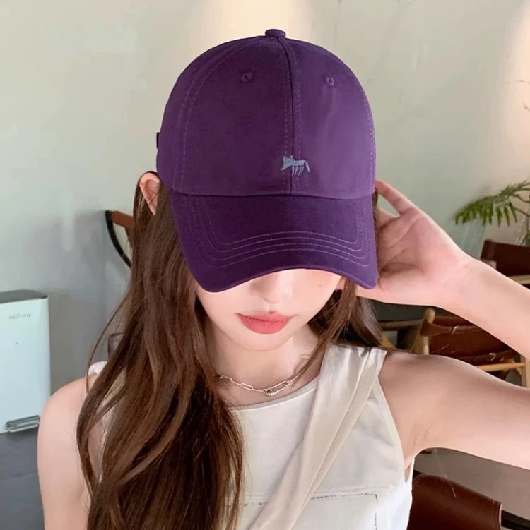 2025新款棒球帽刺绣小狐狸大头围显脸小遮阳宽帽檐男女同款鸭舌帽