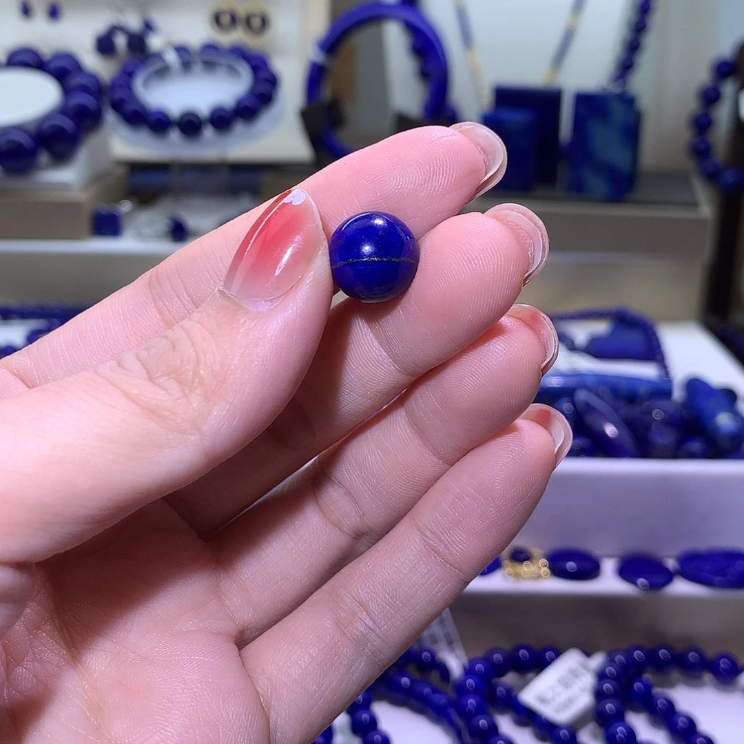 青金石未镶嵌天然原矿单圆珠1 1．7 m