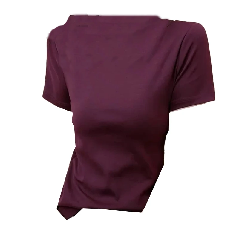 新中式国风下摆镂空上衣女春夏季2025新款简约圆领时尚内搭打底衫