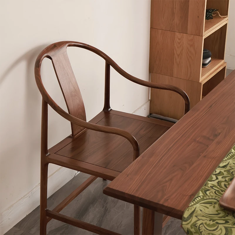 北美黑胡桃木原木新中式四季椅全原木茶椅茶室