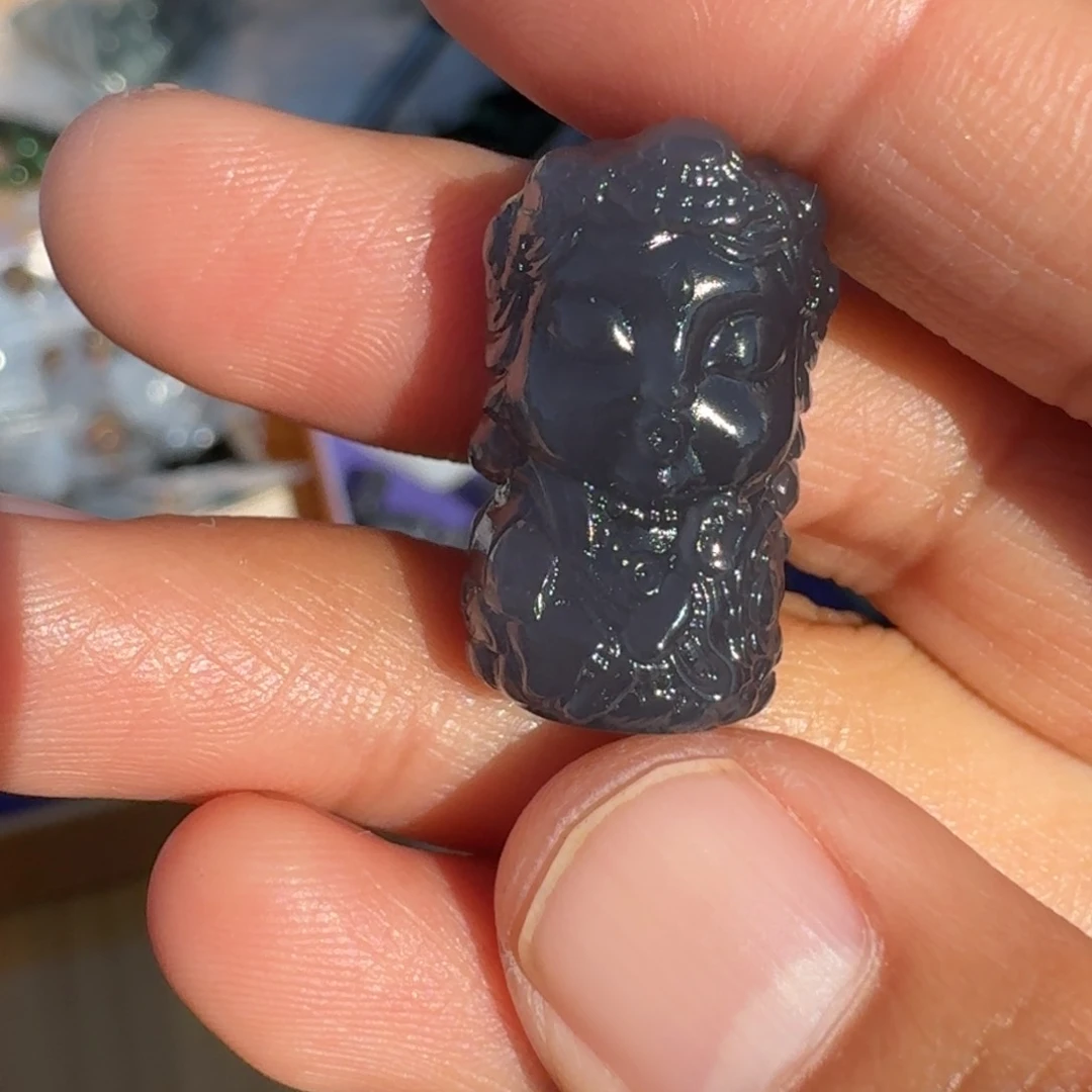 和田玉颈饰未镶嵌浓烟紫度母TZ多样性拍一发一