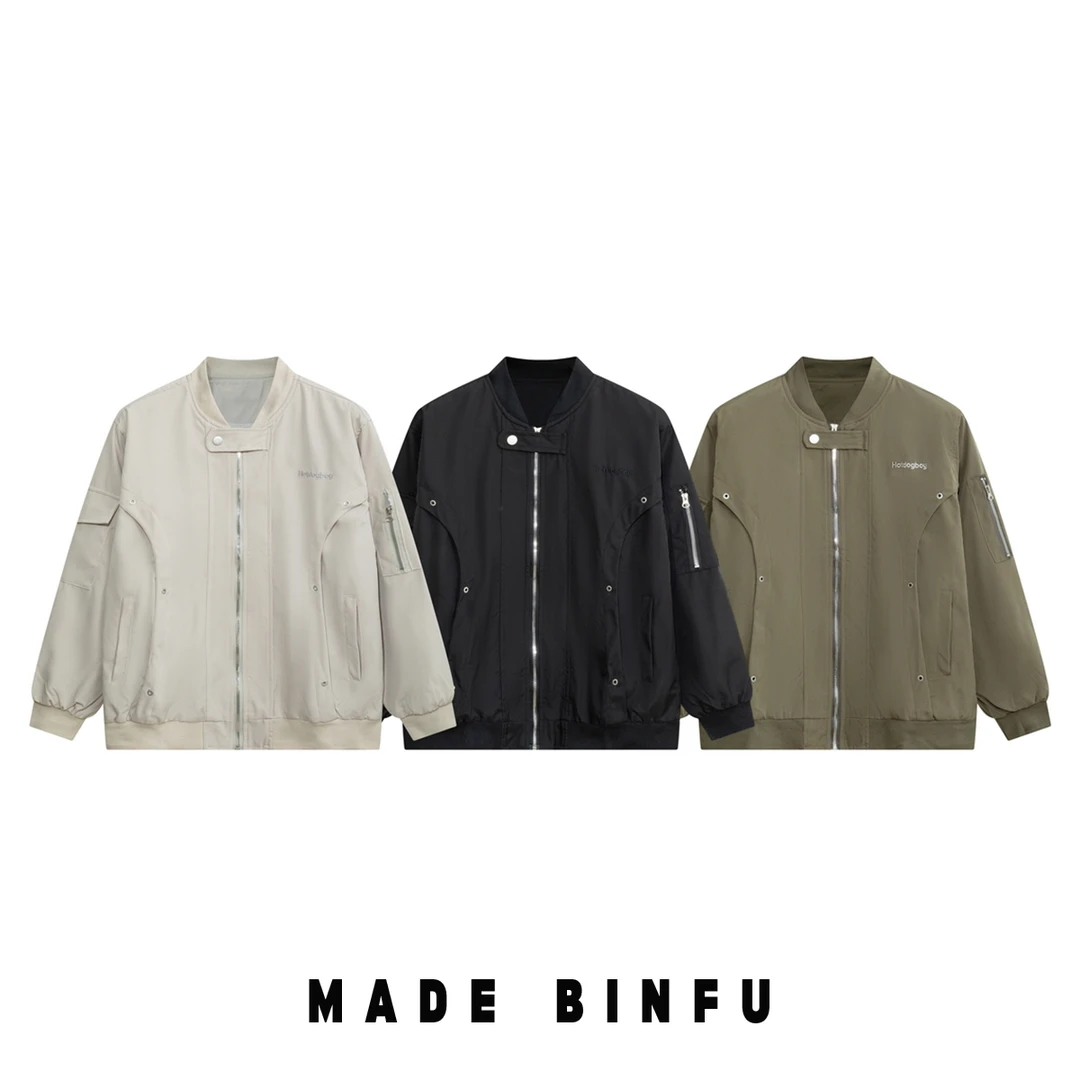 BINFU  春季新款潮流男女同款休闲百搭棒球服情侣装夹克外套