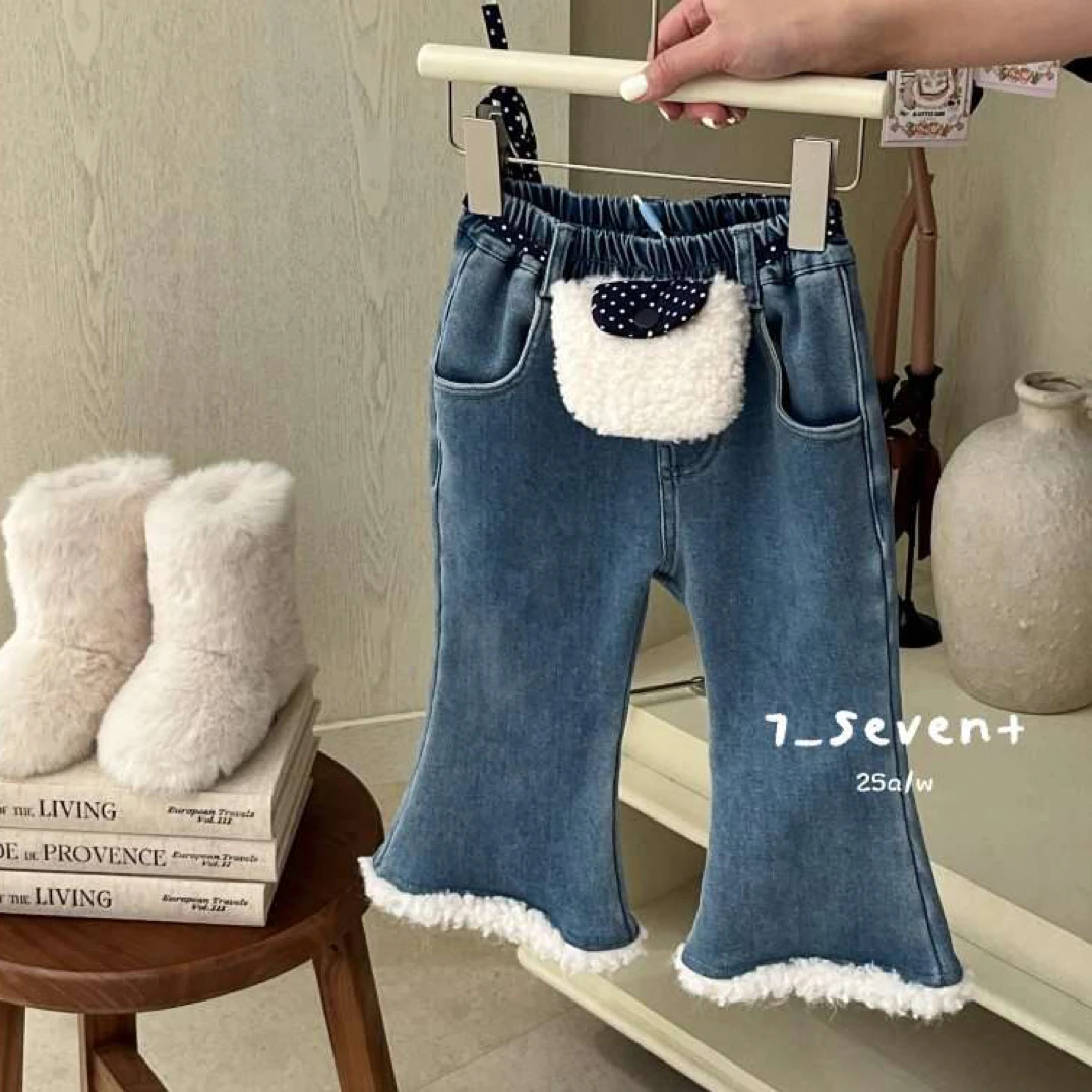 7seven·2025冬～带包毛边微喇牛仔裤7374女童可爱