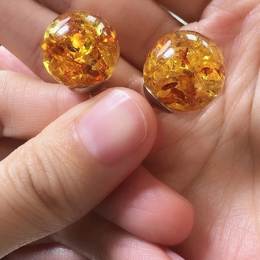 琥珀未镶嵌颈饰耳坠