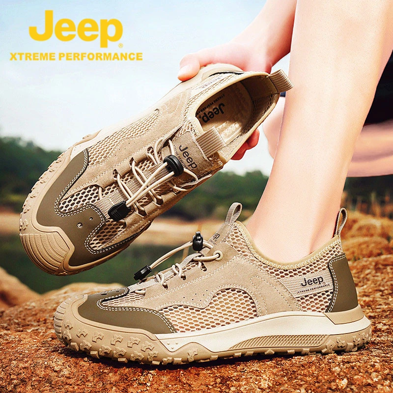 JEEP吉普老爹鞋男鞋夏季透气2025新款休闲网面款登山运动鞋子男士