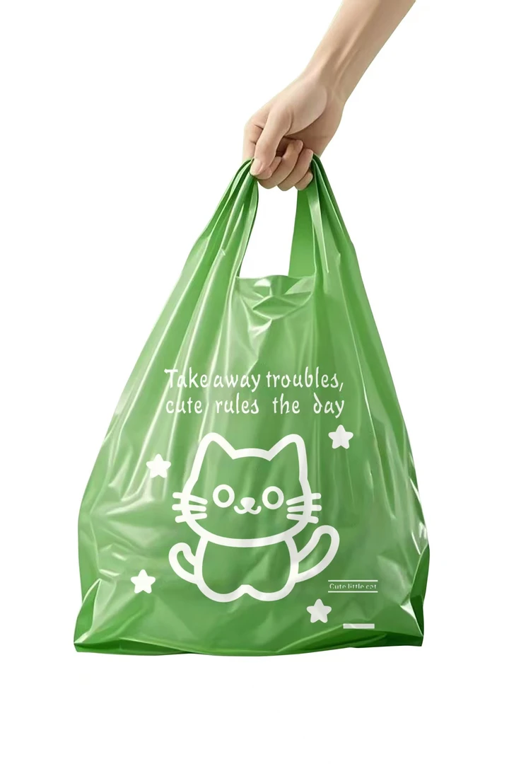 印花加厚垃圾袋加大黑色塑料袋家用办公酒店厨房手提式背心垃圾袋