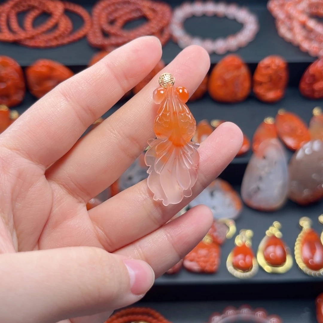 南红玛瑙南红18K金镶嵌