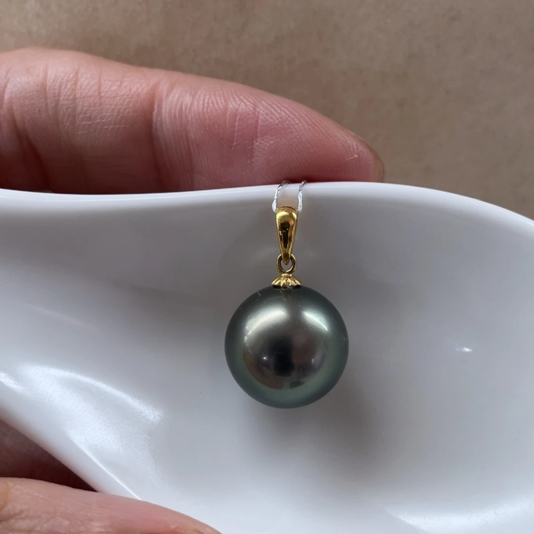 吊坠(不含链)海水珍珠18K金镶嵌12.8mm