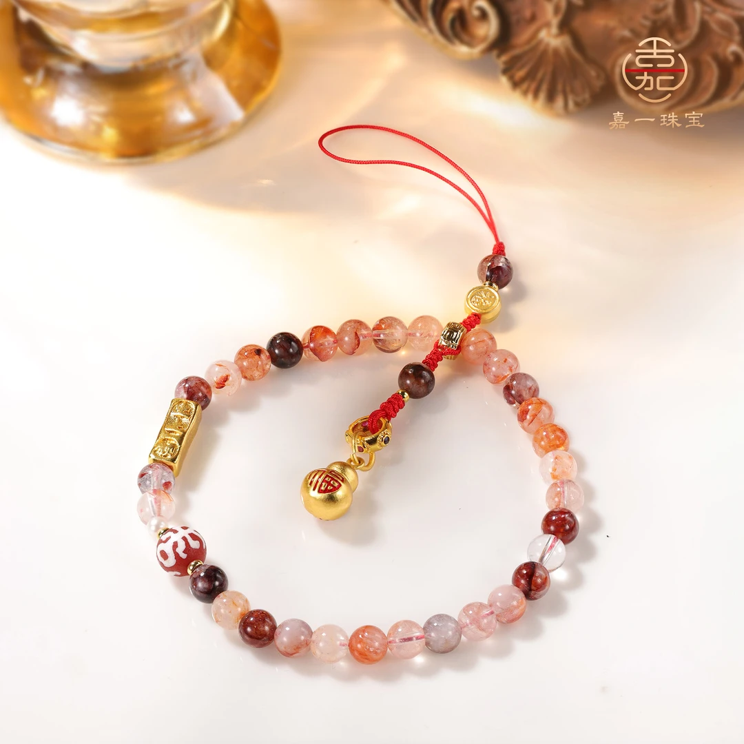 【嘉一珠宝】天然水晶胶花时尚精致手机挂件-5mm+-AC8880