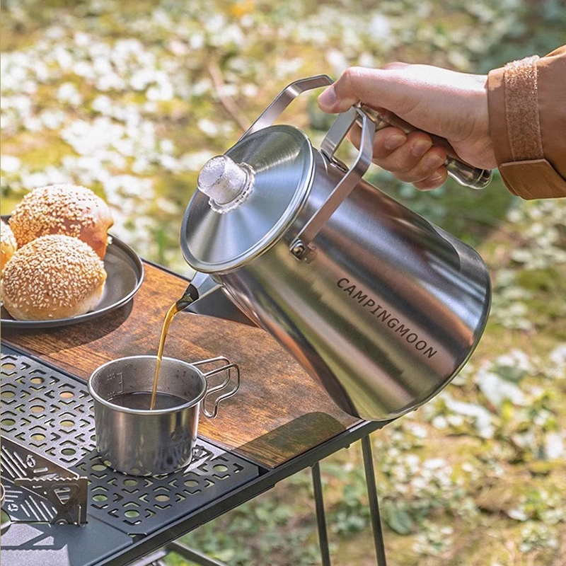 CAMPINGMOON柯曼渗滤式咖啡壶SW-7美式滤压咖啡壶不锈钢煮茶壶