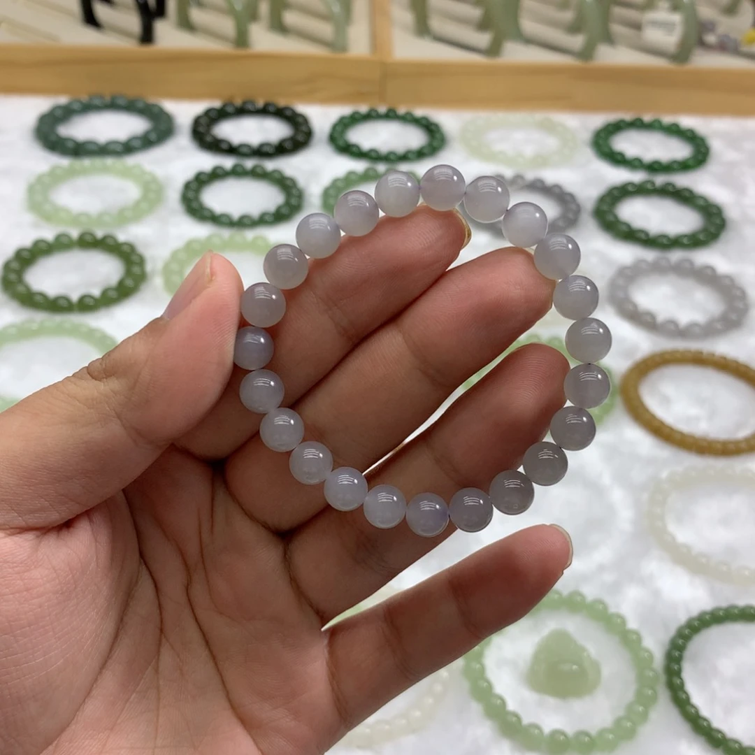 未镶嵌手串和田玉（冰烟紫8）