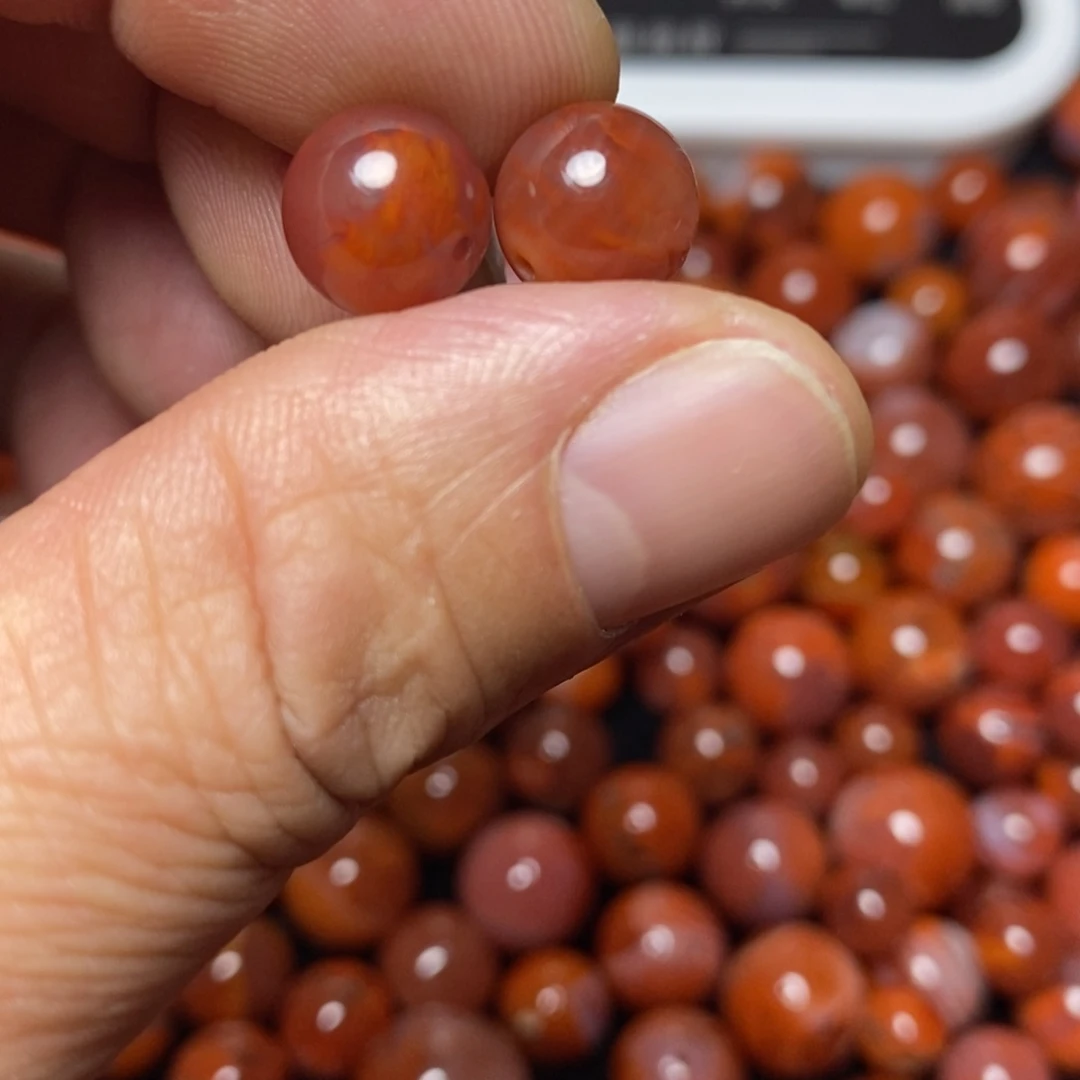 未镶嵌圆珠南红玛瑙112号圆珠两个