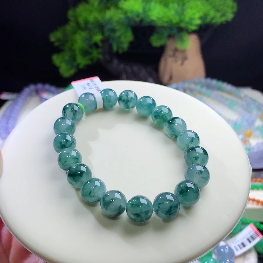 未镶嵌手串翡翠国风！青花瓷！水墨丹青！冰胶透孔 卡10mm