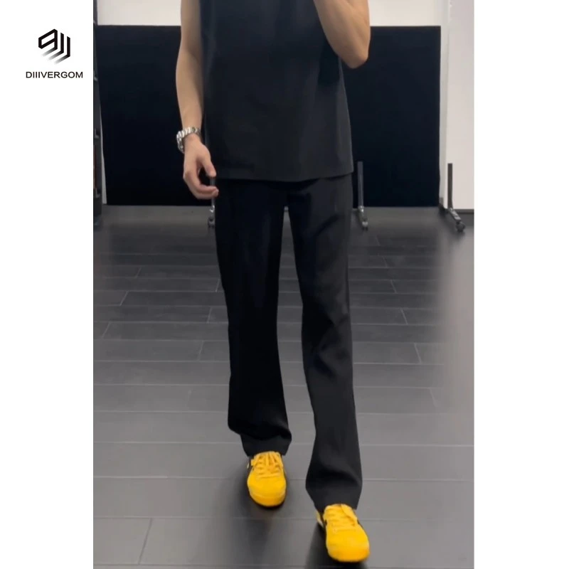 DIIIVERGOM黑色西裤垂坠高级感夏季弯刀显瘦休闲裤潮流简约直筒长