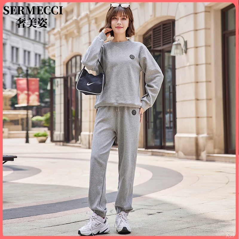 高端上衣运动套装女秋2025新款宽松休闲大尺码洋派减龄时尚两件套
