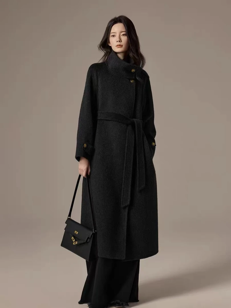 【尔菲专属】立领设计师款双面羊毛大衣外套气质显瘦轻奢时尚高贵