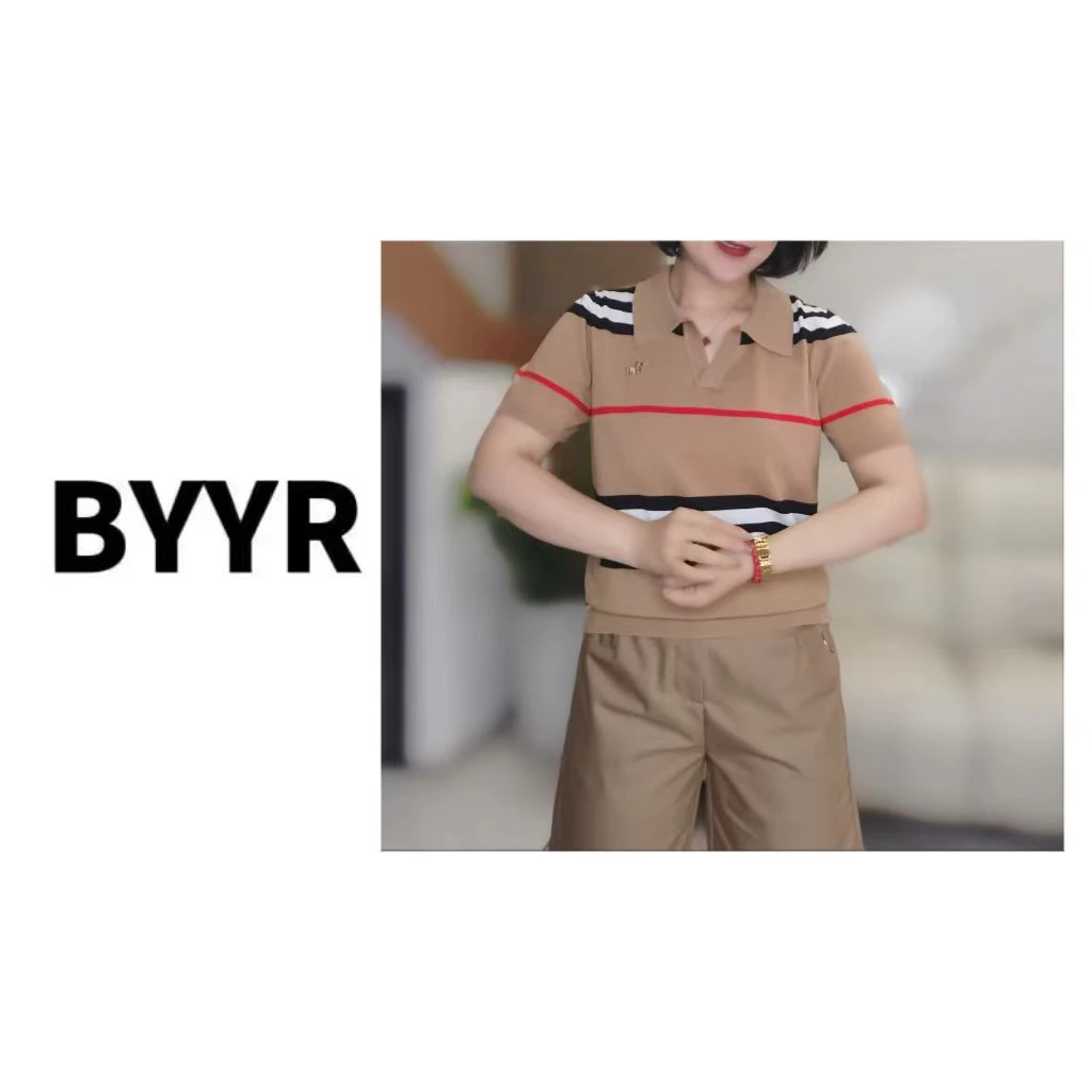 BYYR高定款经典剪刀领条纹针织衫(816023)