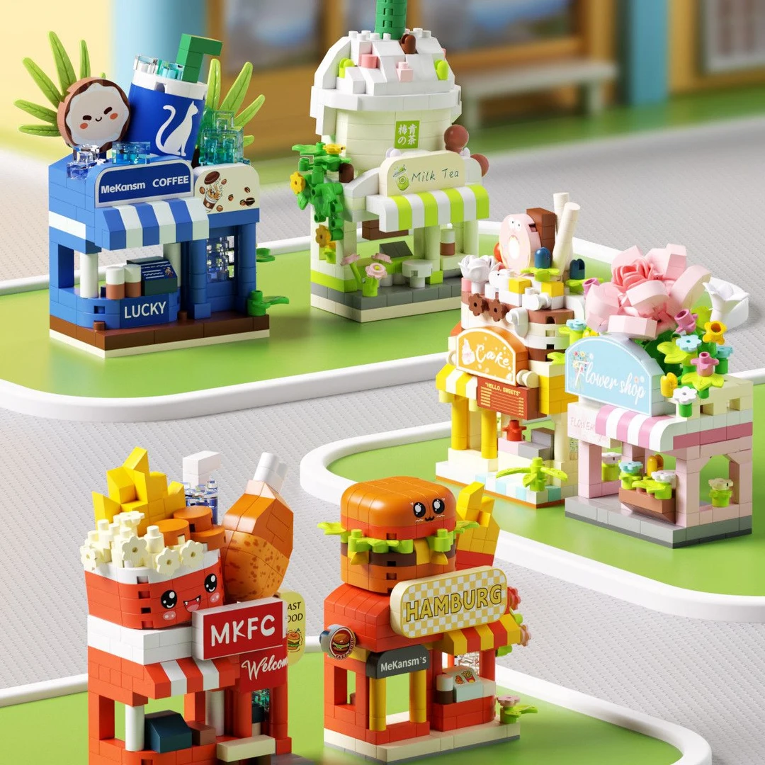 梦想小店街景六款微颗粒拼插积木高颜值正品便宜网红爆款礼品摆件