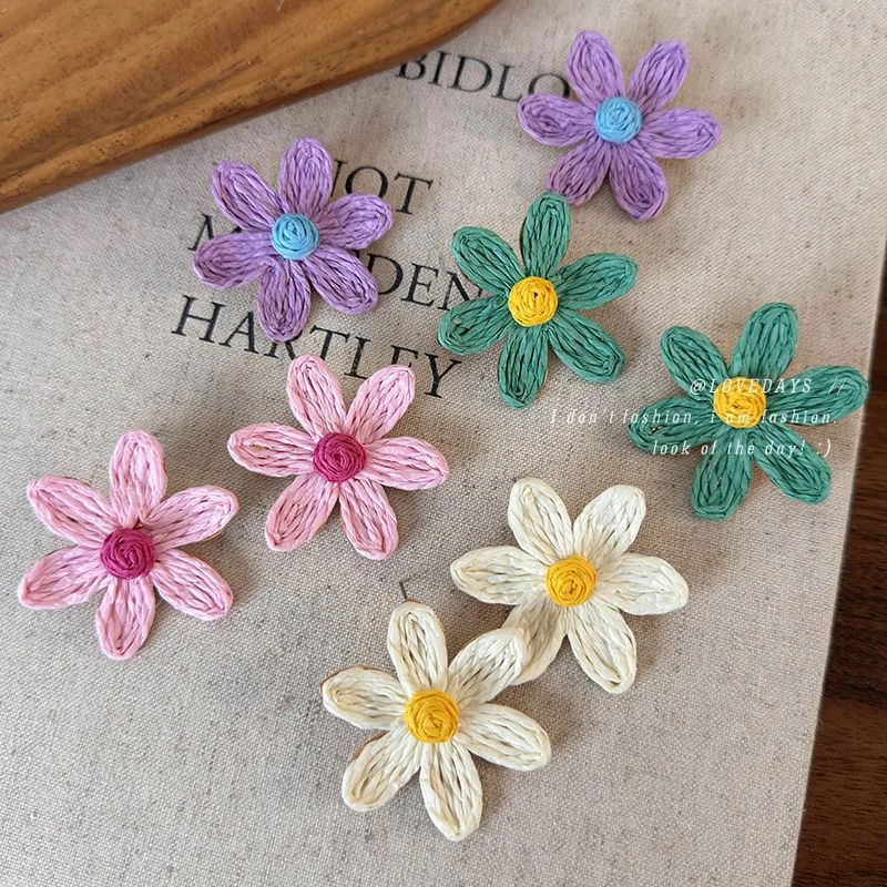 铜合金耳饰 925银针夸张多巴胺花朵耳钉新款爆款适合夏天的耳环