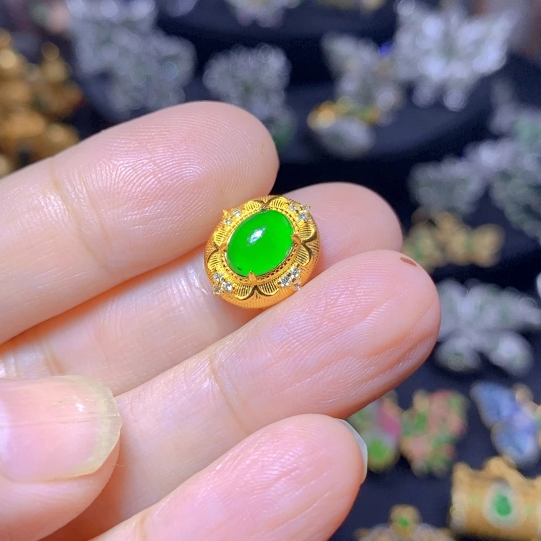 翡翠银S925镶嵌毛衣链天然翡翠