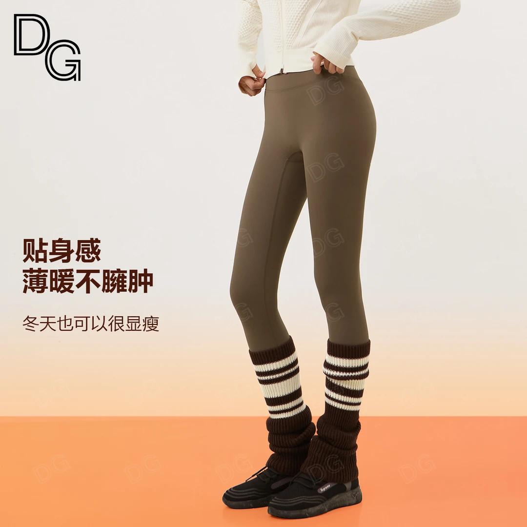 秋冬加绒打底瑜伽裤女裸感高腰提臀外穿速干户外跑步紧身健身裤