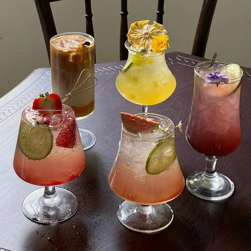 大圣ins风果汁杯玻璃杯奶茶杯饮品杯饮料杯鸡尾酒杯果茶水杯子