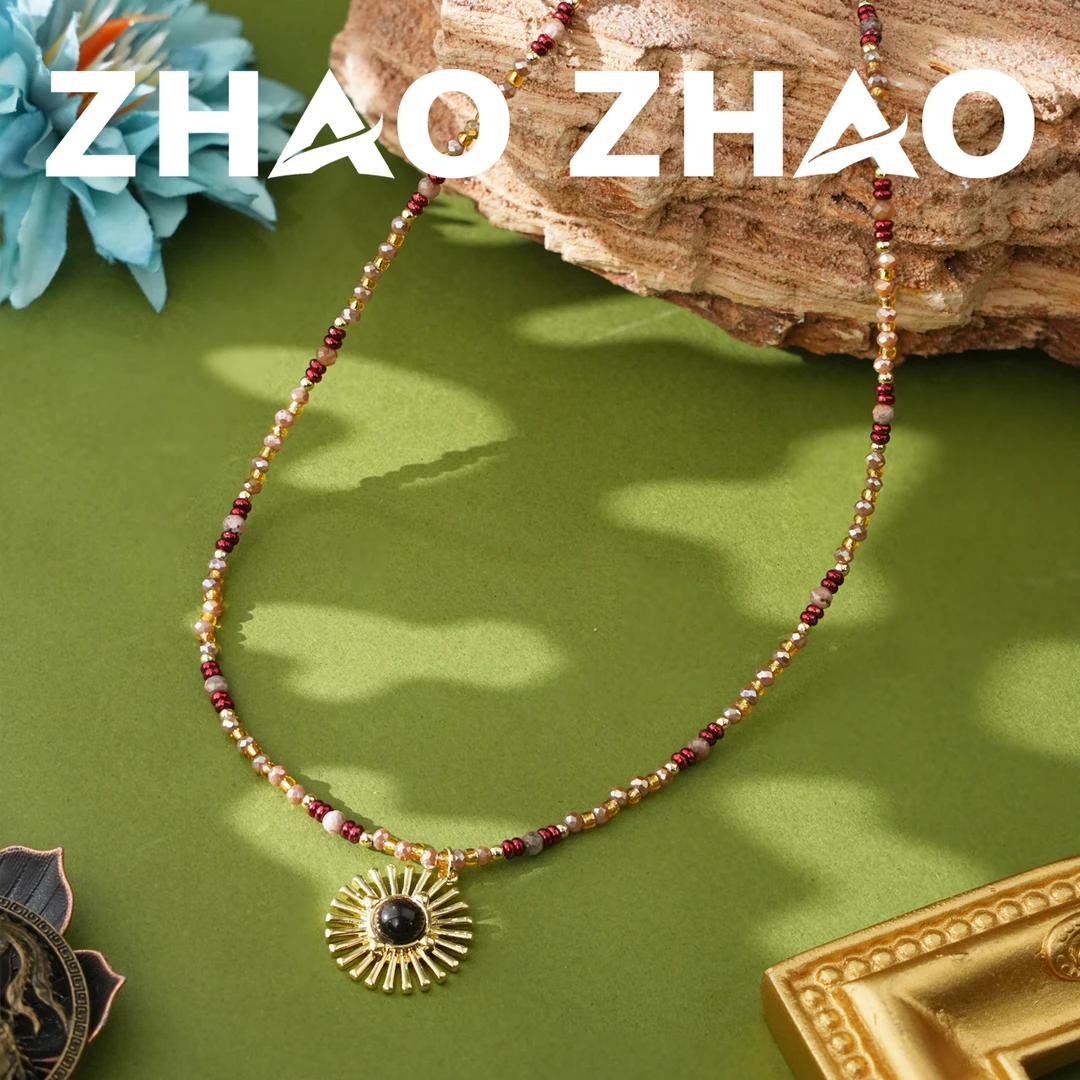 铜合金项链 「太阳女神」时尚高级透明白色闪亮耳饰聚会