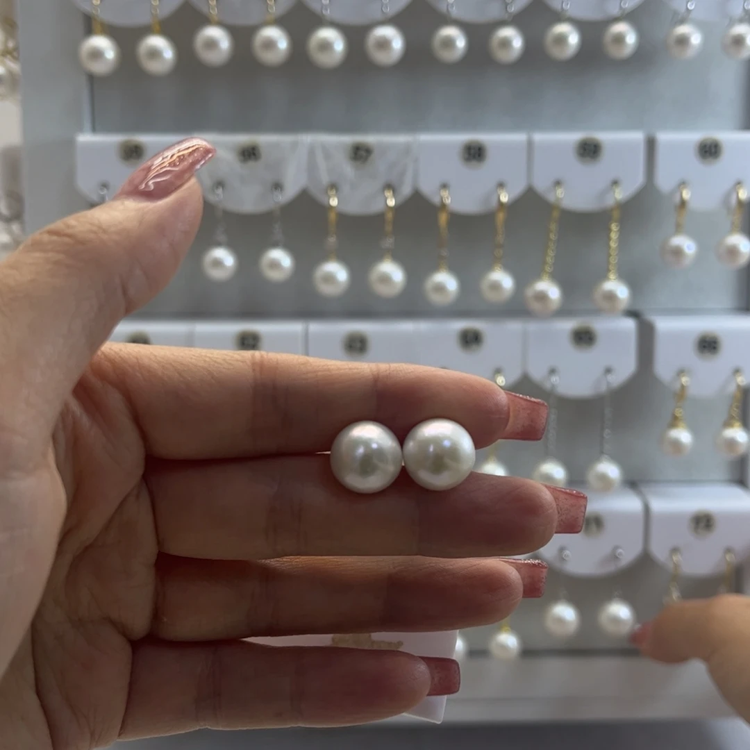 淡水珍珠耳饰银S925镶嵌定制