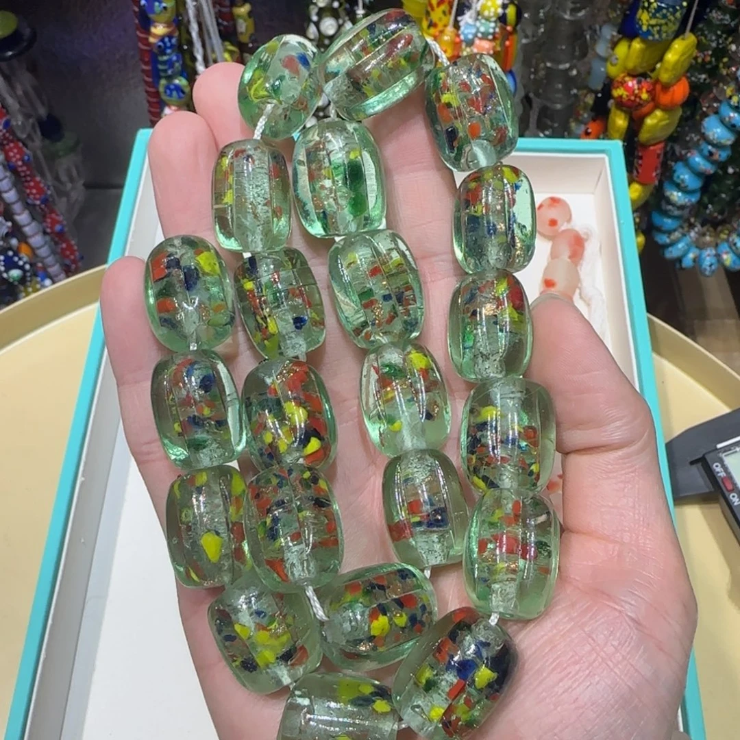 琉璃非金属长南瓜金箔彩绘琉璃珠