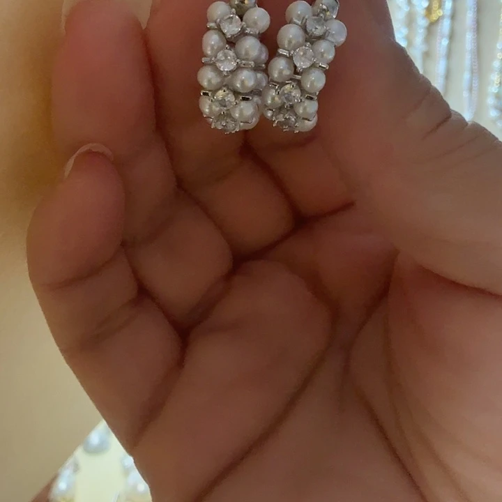 合金淡水珍珠耳饰