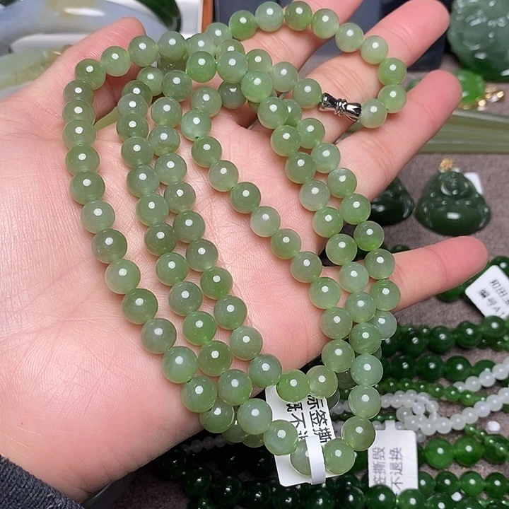 和田玉未镶嵌手链卡8 108