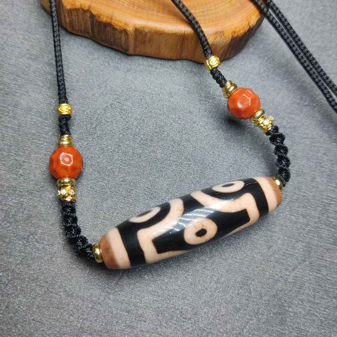 台珠行运手工带砂十字六眼48*15mm玛瑙同品包浆感性价比高百搭