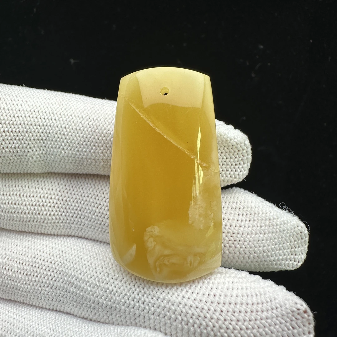 D2534天然原矿蜜蜡 微花粉无事牌 21*39*12mm抖音基地质检发货