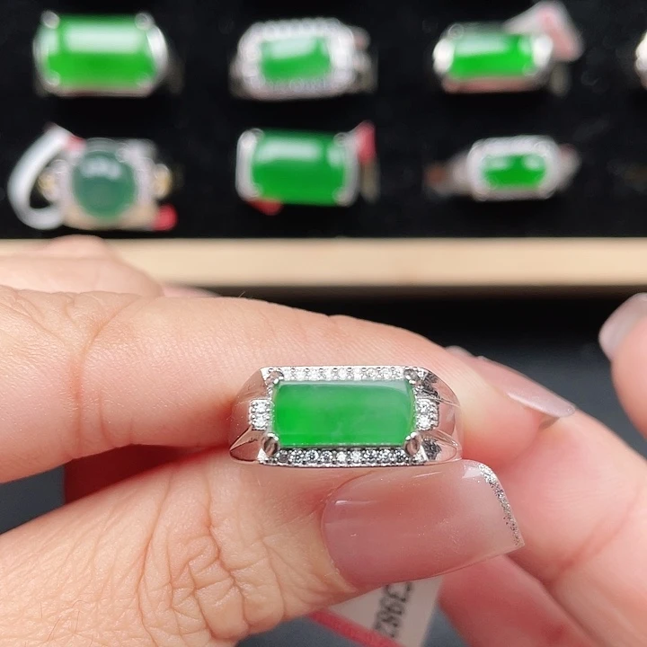 翡翠银S925镶嵌戒指编号3982没运费险