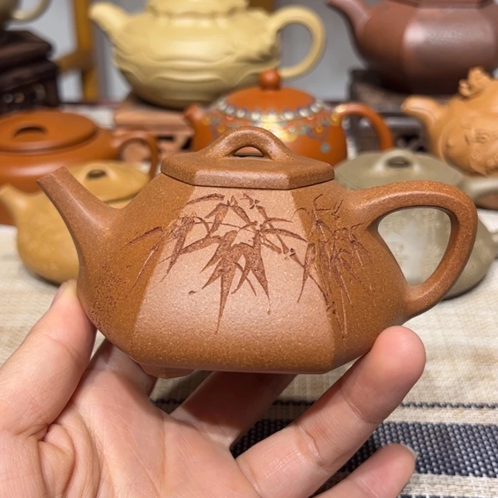 小***_紫砂壶六方石瓢，容量150毫升，段泥