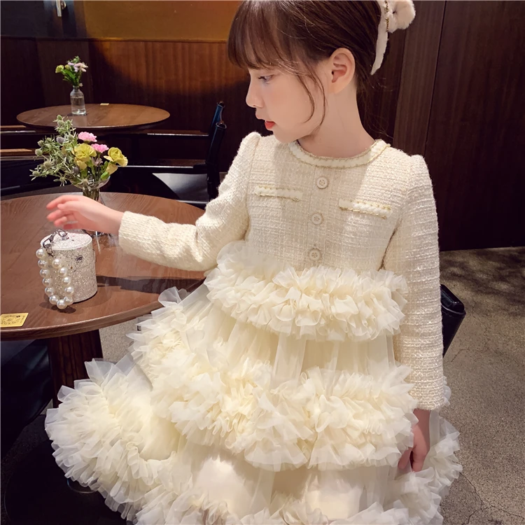 女童秋装连衣裙2025新款儿童秋裙礼服女孩小香风公主裙子高端春秋