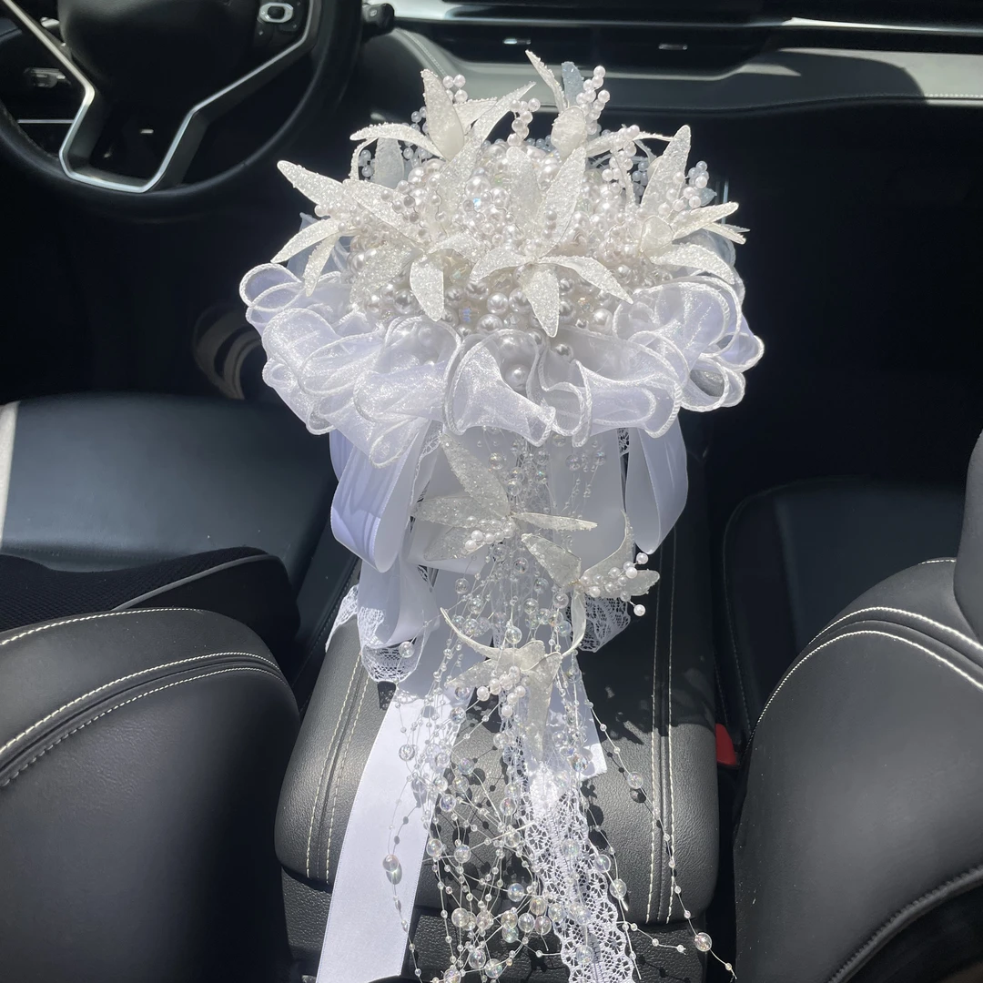 珍珠手捧花DIY材料包新娘结婚婚纱权杖高级皇冠成品订婚领证礼物
