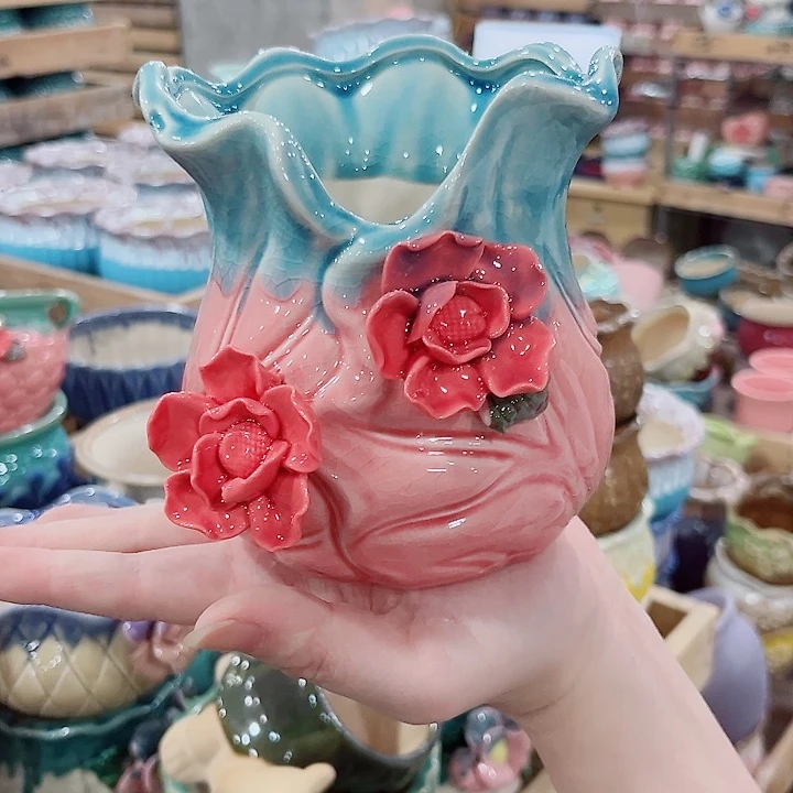 有孔.凑单10元陶瓷花盆发货！