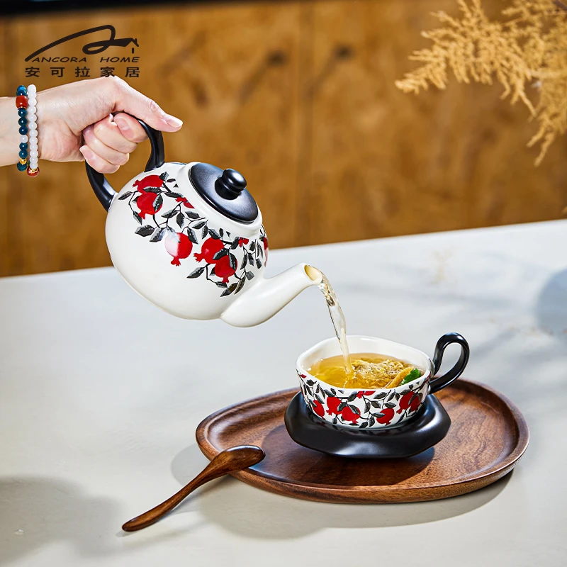 【下午茶富贵组合】耐热防烫680ml复古壶挂耳复古咖啡杯碟高颜值