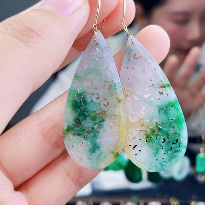 翡翠耳饰18K金镶嵌饰品