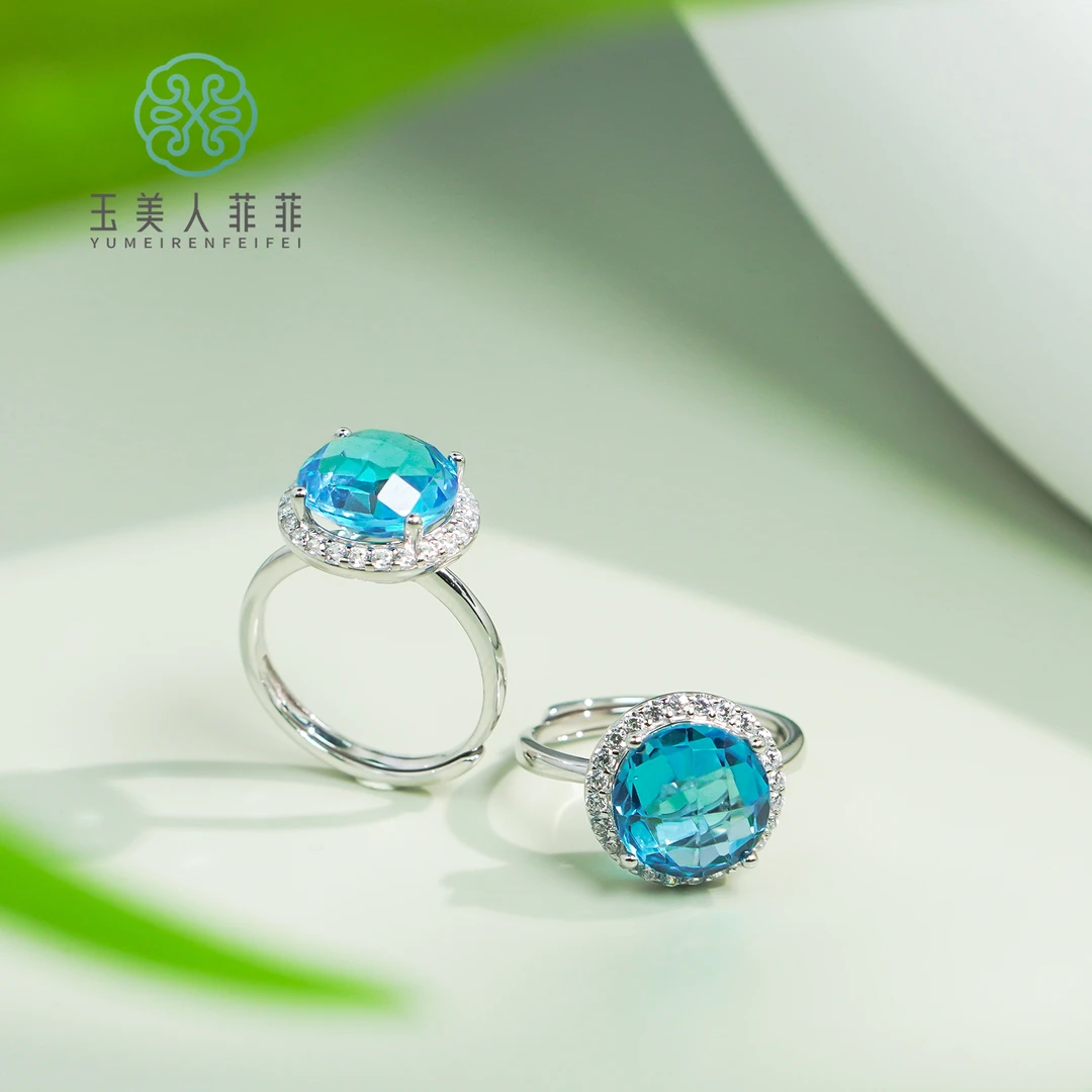 玉美人菲菲/S925托帕石戒指约12mm/可调节/多样性发一约5克拉