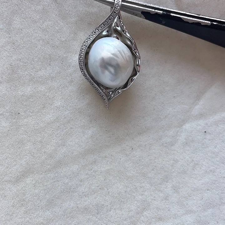 吊坠(不含链)银S925镶嵌海水珍珠