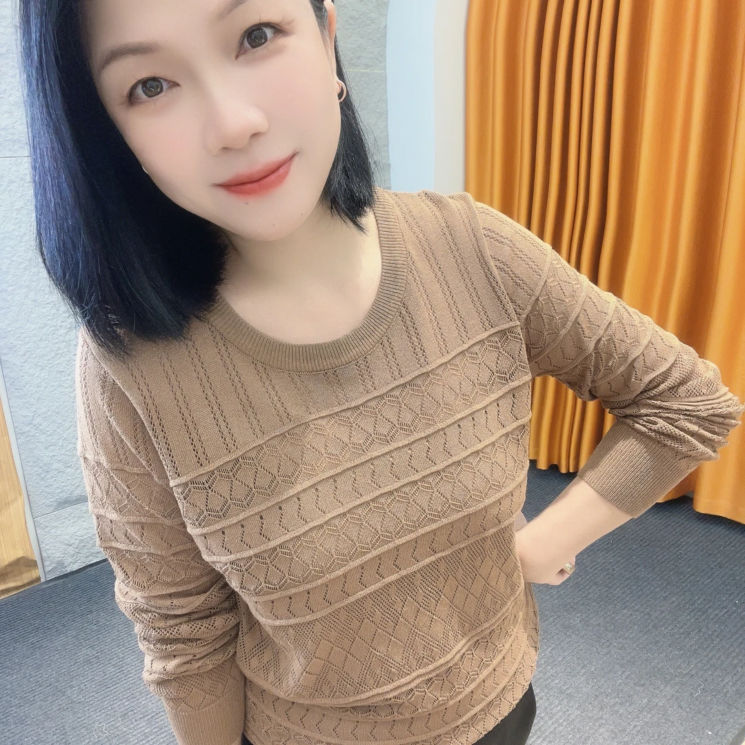 5484秋上新~镂空谷波设计长袖【大米家】不褪色秋冬网红流苏风长袖