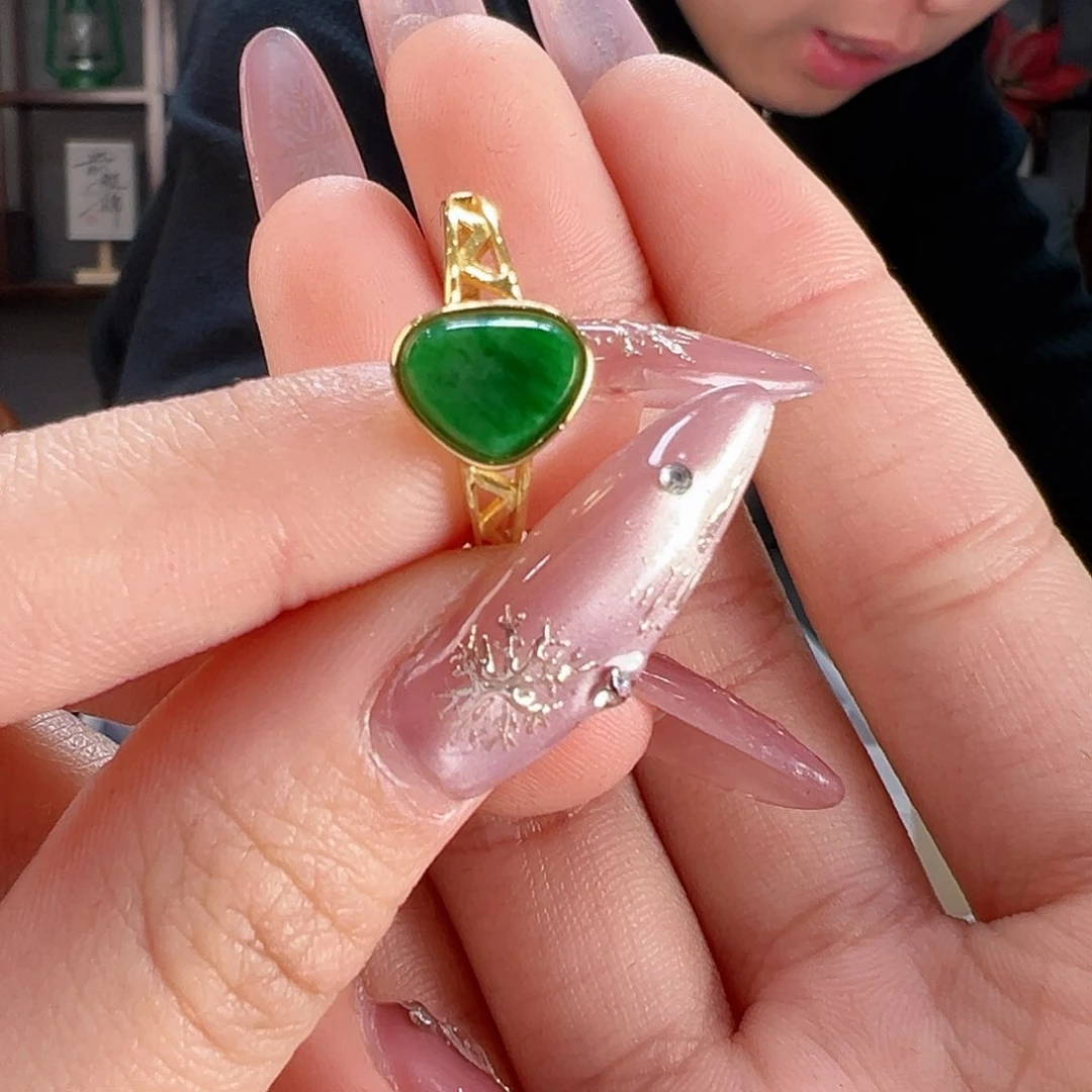 翡翠戒指银S925镶嵌戒指51